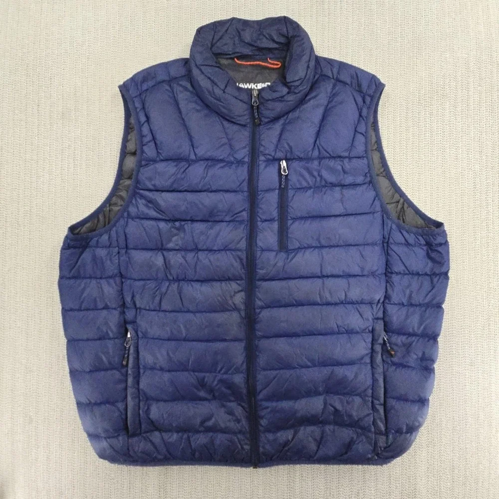 Hawke & Co Vest Mens XL‎ Blue Down Puffer Full Zip Zip Pockets Outdoor HDN723S